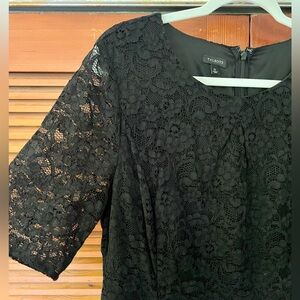 Like new Talbots black lace midi dress 💫 elbow sleeves